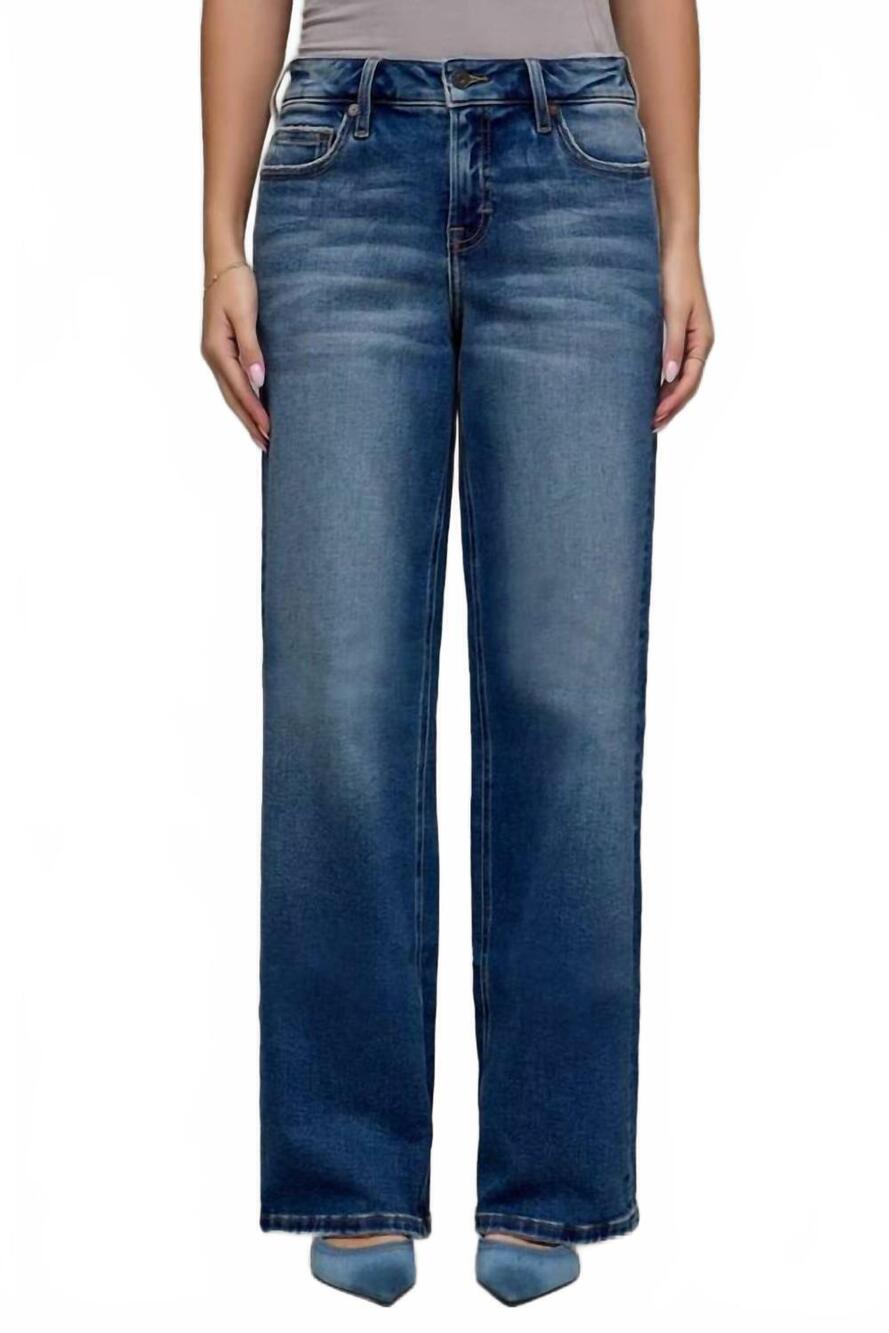 NEW HIDDEN women's inseam high rise logan dad jean in dark vintage